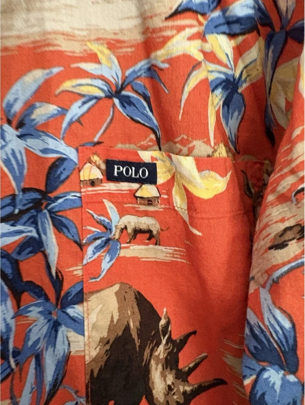 Polo Ralph Lauren Orange Floral & Rhino Graphic 2-Piece Lounge Pajama Set Large